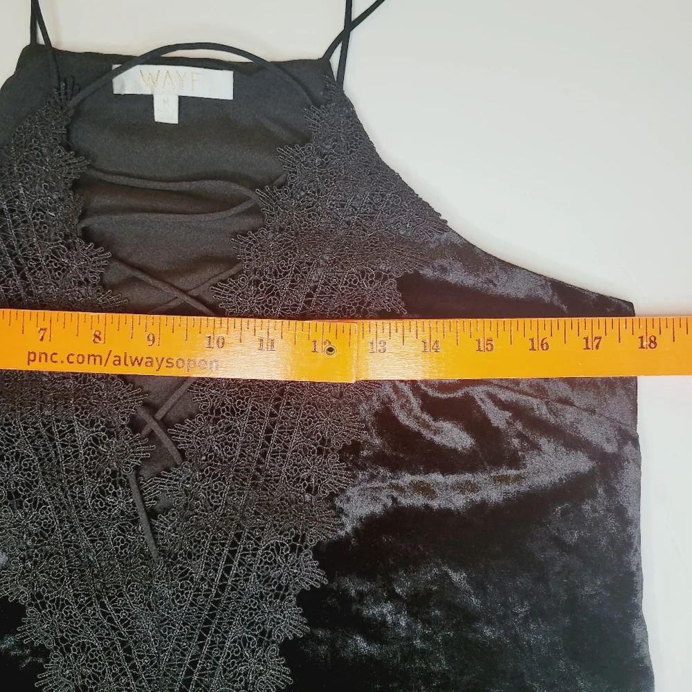 Wayf Velvet Top Womens Medium Black Sexy Lace Fall Wednesday Adams Classy Chic - Picture 6 of 10